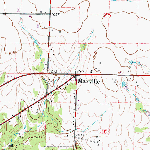 Topographic Map of Maxville, MO