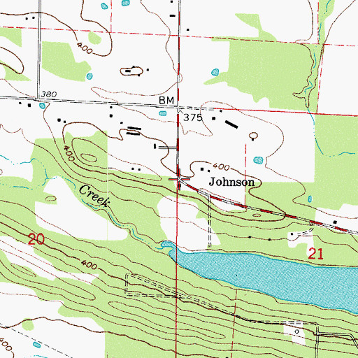 Topographic Map of Johnson, AR