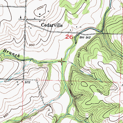 Topographic Map of Maybee Branch, MO