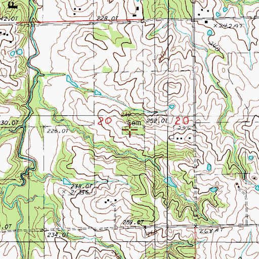 Topographic Map of Mayberry Cemetery, MO