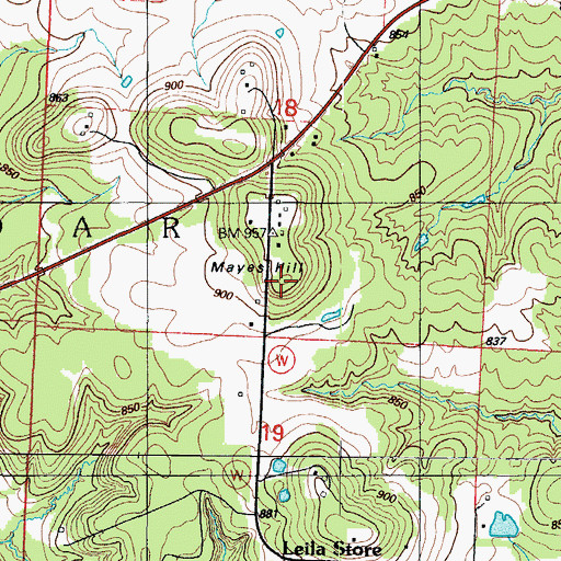 Topographic Map of Mayes Hill, MO