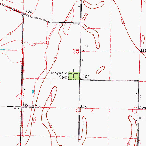 Topographic Map of Maynard Cemetery, MO