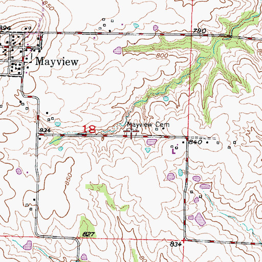 Topographic Map of Mayview - Zion Cemetery, MO