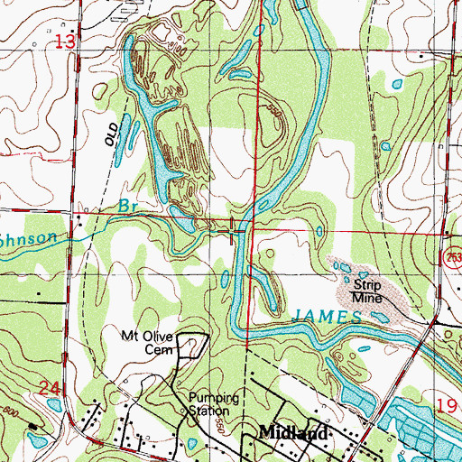 Topographic Map of Johnson Branch, AR