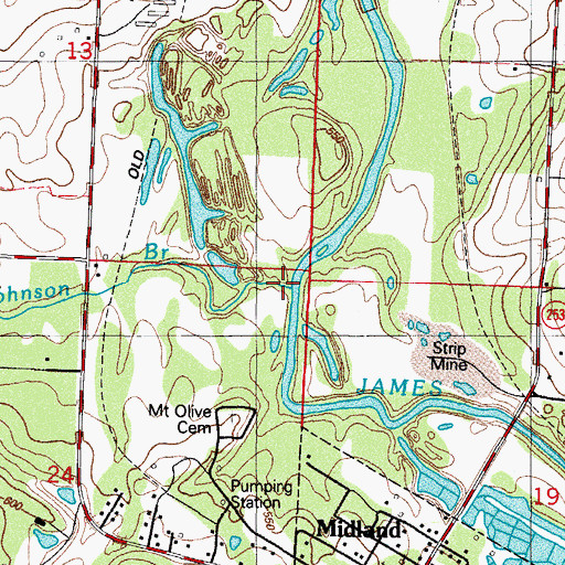 Topographic Map of Johnson Branch, AR