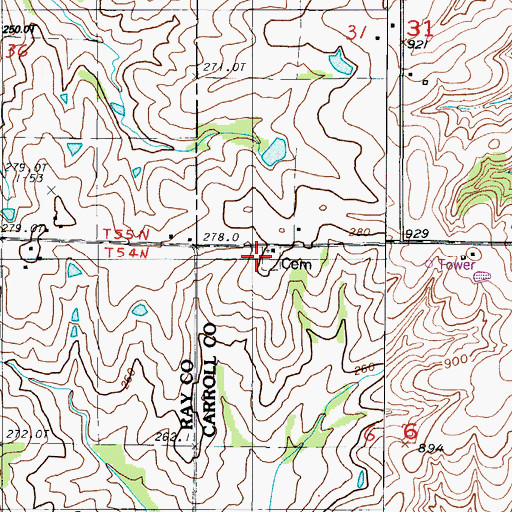 Topographic Map of McBee Chapel, MO