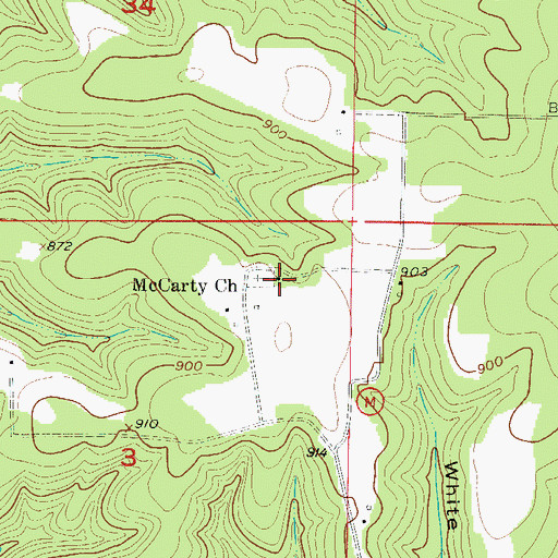 Topographic Map of McCarty Church, MO