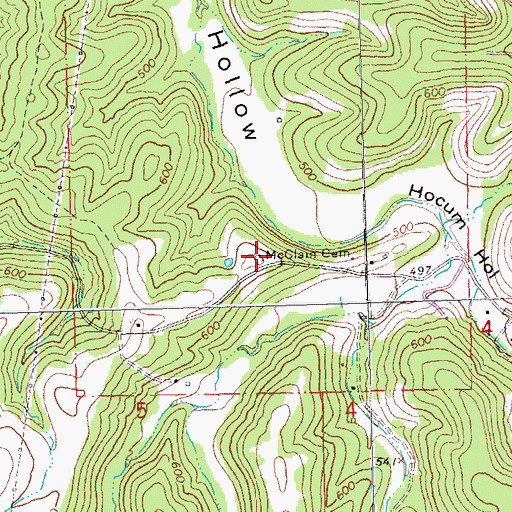 Topographic Map of McClain Cemetery, MO