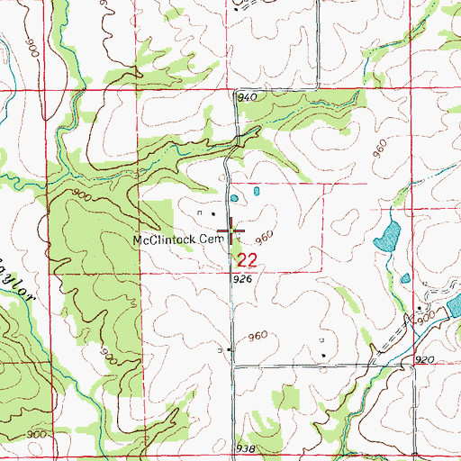 Topographic Map of Mc Clintock Cemetery, MO