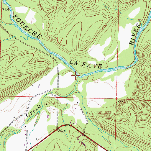 Topographic Map of Johnson Creek, AR