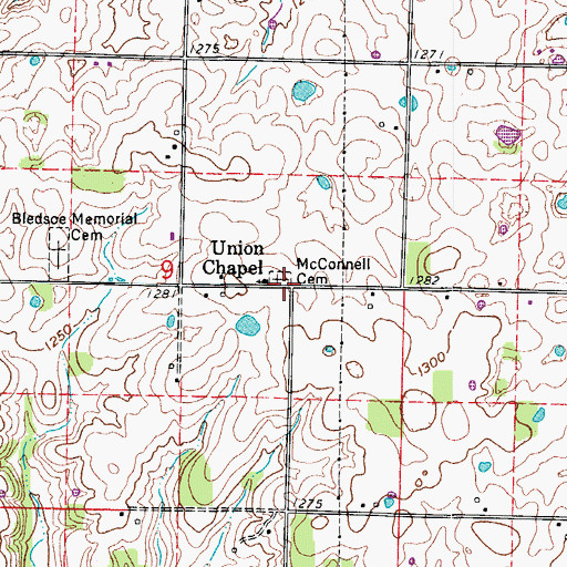 Topographic Map of McConnell Cemetery, MO