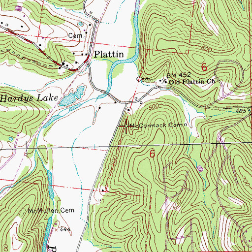 Topographic Map of McCormack Cemetery, MO