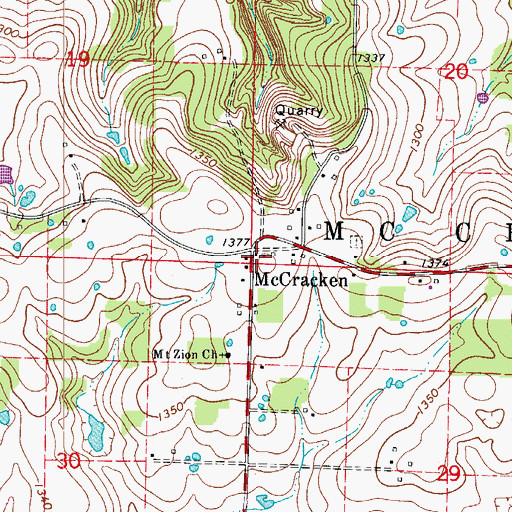 Topographic Map of McCracken, MO