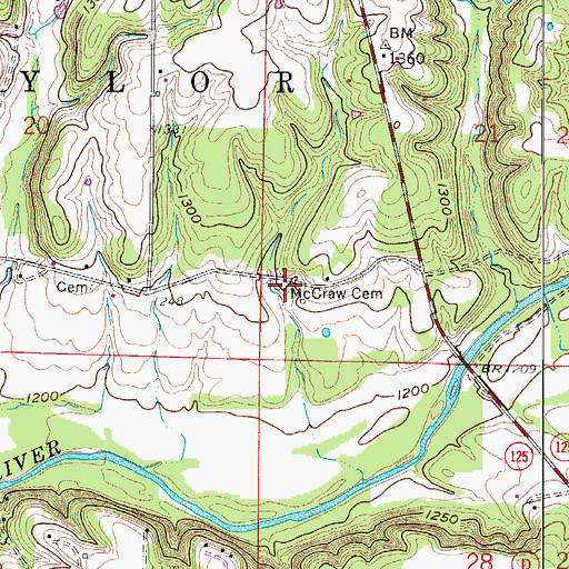 Topographic Map of McCraw Cemetery, MO
