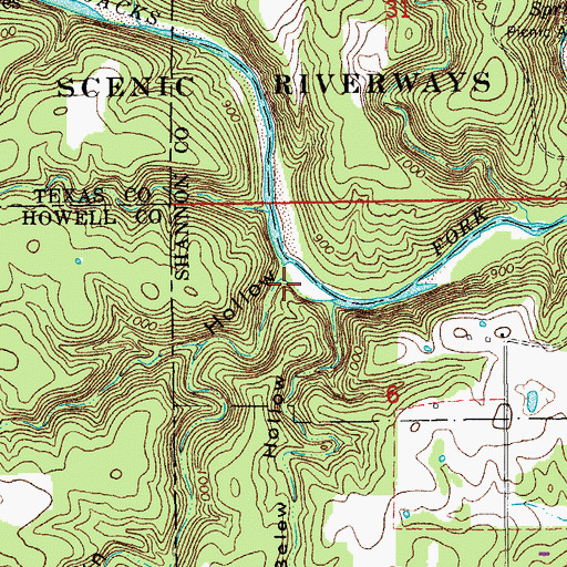 Topographic Map of McCubbin Hollow, MO