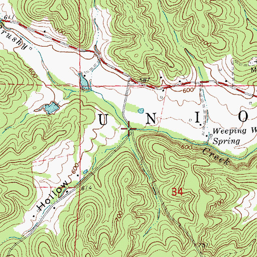 Topographic Map of McCue Hollow, MO