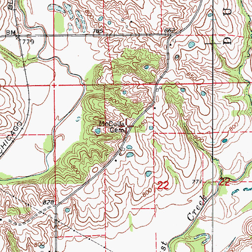 Topographic Map of McCulla Cemetery, MO