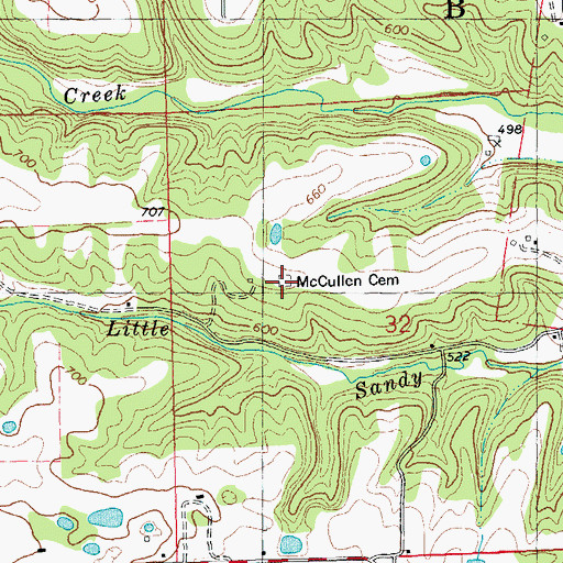 Topographic Map of McCullen Cemetery, MO