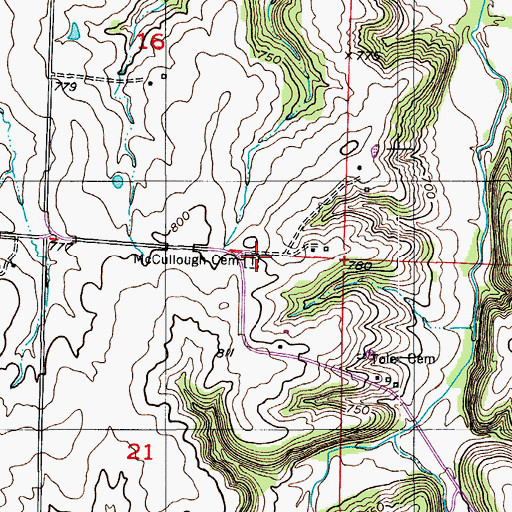 Topographic Map of McCullough Cemetery, MO