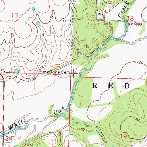 Topographic Map of McCune Cemetery, MO