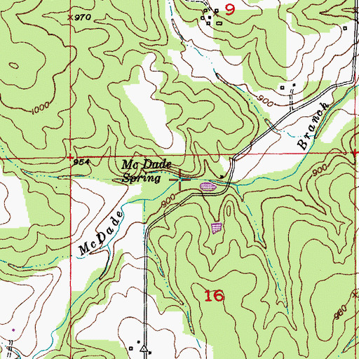 Topographic Map of McDade Spring, MO