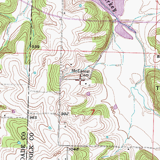 Topographic Map of McDaniel Cemetery, MO