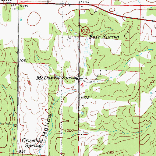 Topographic Map of McDaniel Spring, MO