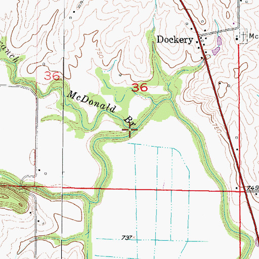 Topographic Map of McDonald Branch, MO