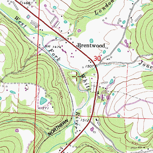 Topographic Map of Jones Branch, AR