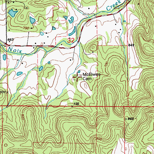 Topographic Map of McElwee Cemetery, MO