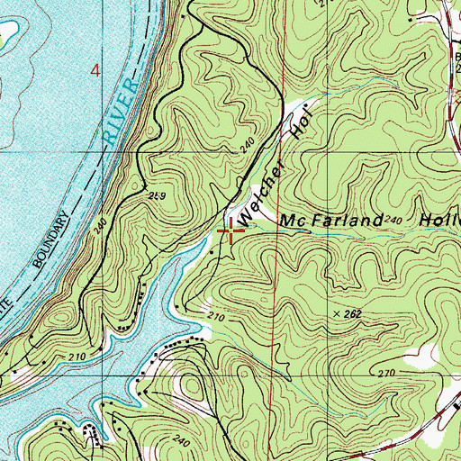 Topographic Map of McFarland Hollow, MO