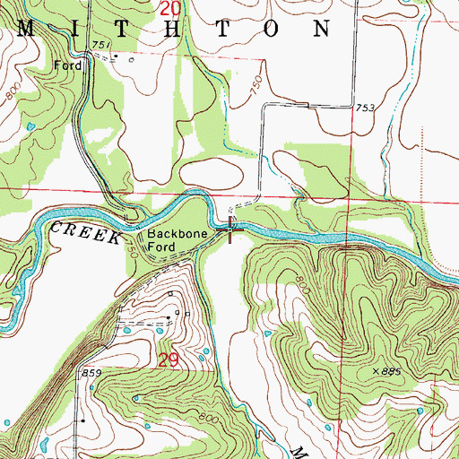 Topographic Map of McGee Branch, MO