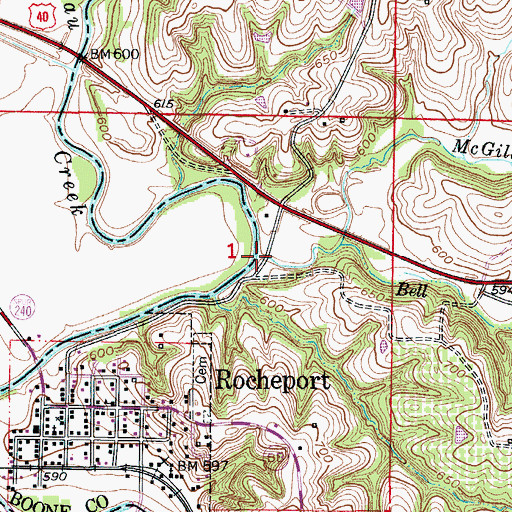 Topographic Map of McGill Branch, MO