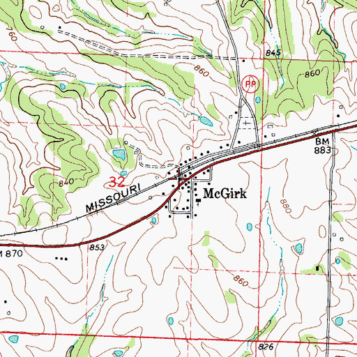 Topographic Map of McGirk, MO