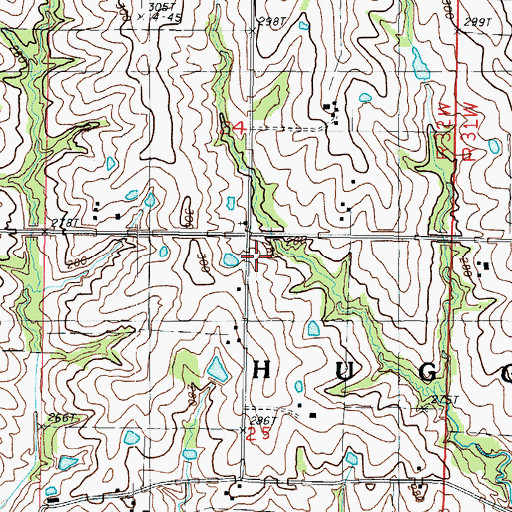 Topographic Map of McGuire School (historical), MO
