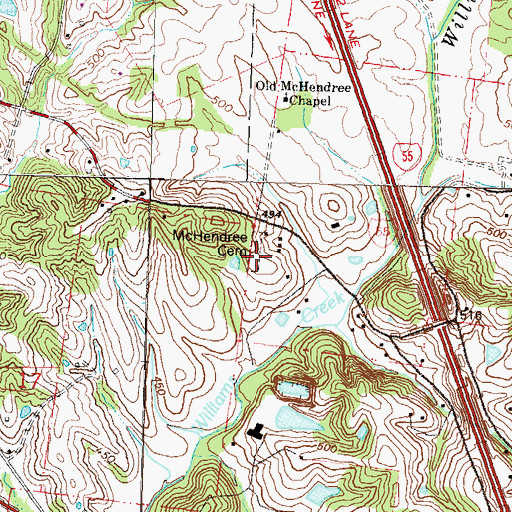 Topographic Map of McKendree Cemetery, MO