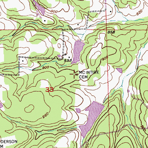 Topographic Map of McIntire Cemetery, MO