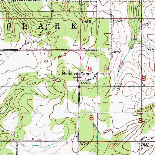 Topographic Map of McIntosh Cemetery, MO