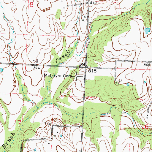 Topographic Map of McIntire Chapel Cemetery, MO