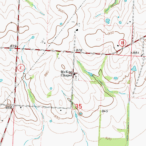 Topographic Map of McKee Chapel, MO