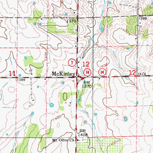 Topographic Map of McKinley, MO