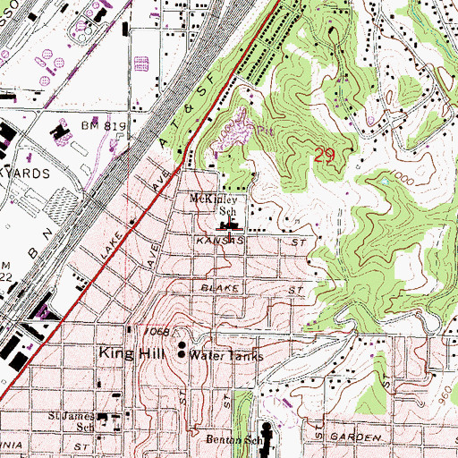 Topographic Map of McKinley School, MO