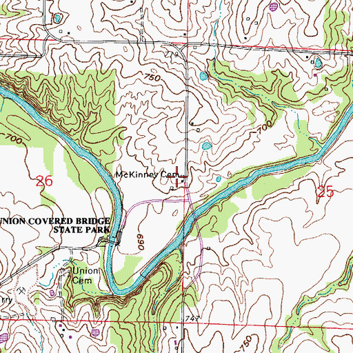 Topographic Map of McKinney Cemetery, MO