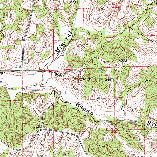 Topographic Map of McKinney Cemetery, MO