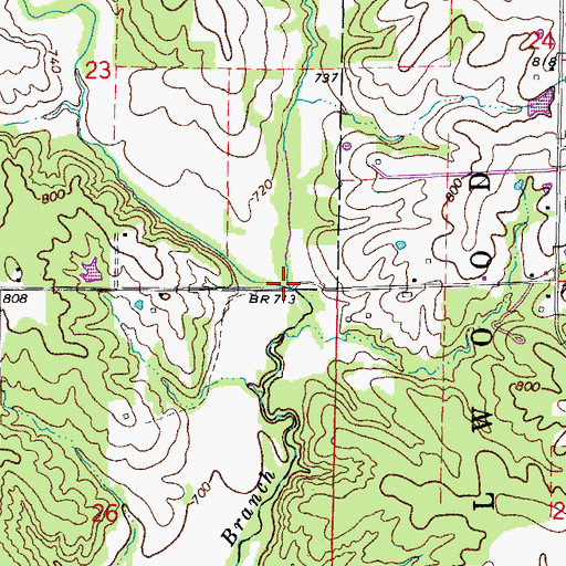 Topographic Map of McKinney Creek, MO