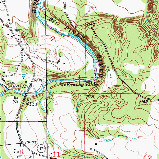 Topographic Map of McKinney Eddy, MO