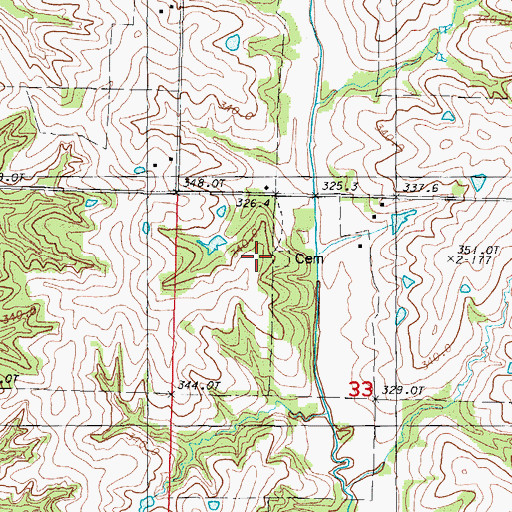 Topographic Map of McLaughlin Cemetery, MO