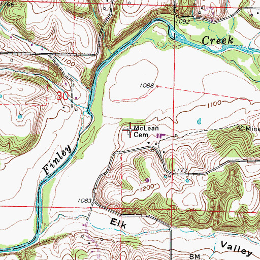 Topographic Map of McLean Cemetery, MO