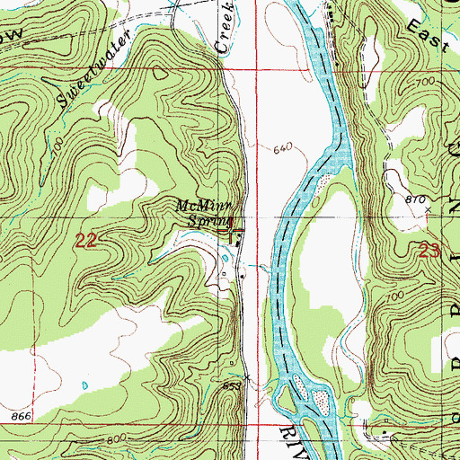 Topographic Map of McMinn Spring, MO