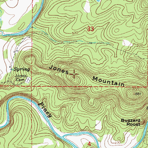 Topographic Map of Jones Mountain, AR